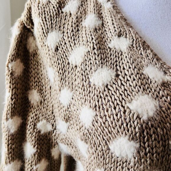 Chantelle Brown & White Angora Rabbit Hair Blend Cozy Sweater - Medium - Picture 3 of 9